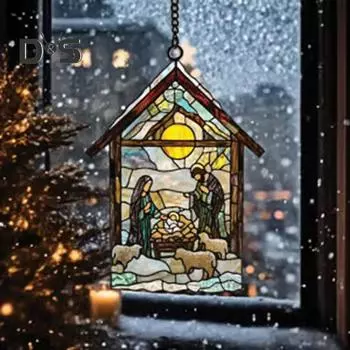 Рождественский вертеп, ловец солнца, рождественский вертеп, украшение, религиозный подвесной светильник для окна, ловец солнца для рождественской елки, балкона 6 cm A