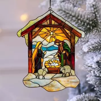Рождественский вертеп, ловец солнца, рождественский вертеп, украшение, религиозный оконный подвесной ловец солнца 6cm