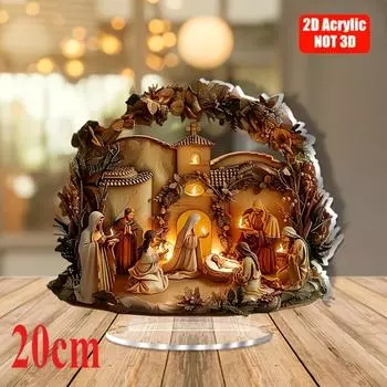 Рождественский вертеп, плоский акрил 2D, настольное украшение, подходит для гостиной, офиса, подарков, Рождества, Хэллоуина 20