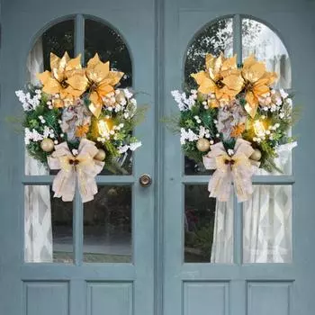 Рождественский вертеп, рождественский венок, светящаяся гирлянда на входную дверь, Святое семейство, фигурка Иисуса, настенная