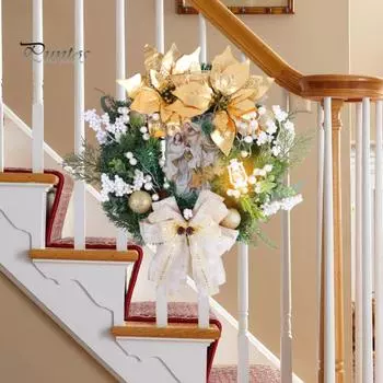 Рождественский вертеп, рождественский венок, светящаяся гирлянда на входную дверь, Святое семейство, фигурка Иисуса, настенный декор для зимнего рождественского украшения золотистый