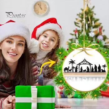 Рождественский вертеп, силуэт, настольная табличка с деревянной основой, черный металл, рождение Иисуса, украшение для рабочего стола для дома и офиса, рождественское украшение для вечеринки чёрный