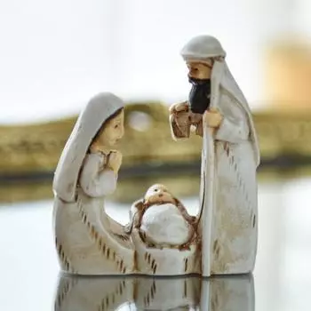 Рождественский вертеп, смоляная фигурка Святого Семейства, украшение для каминной полки, настольное украшение, праздничный подарок для христиан белый