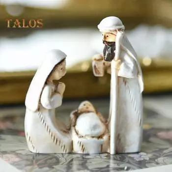 Рождественский вертеп, смоляная фигурка Святого Семейства, украшение для каминной полки, настольное украшение, праздничный подарок для христиан белый