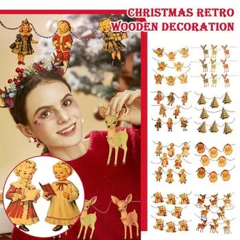 Рождественский винтажный баннер с флажками из дерева One Size