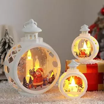 Рождественский винтажный ночник на батарейках светодиодный фонарь-свеча загорается Санта-Клаус снеговик лампа настольное украшение для украшения домашней вечеринки Small Snowman белый