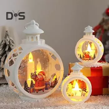 Рождественский винтажный ночник на батарейках светодиодный фонарь-свеча загорается Санта-Клаус снеговик лампа настольное украшение для украшения домашней вечеринки Small Snowman белый