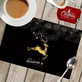 Рождественский водонепроницаемый настольный коврик Снеговик Санта-Клаус Олени Украшения Товары для дома 32*42cm