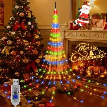 Рождественский водопад, сказочные гирлянды, рождественские елочные украшения, USB, 8 режимов, кемпинг, праздничные огни для домашней вечеринки, Новый год