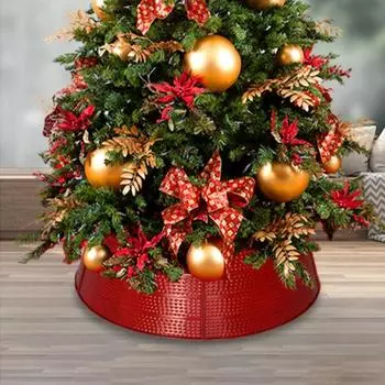 Рождественский воротник для елки 27,56 Металлическое кольцо для елки Юбка для елки Подставка для искусственных елок Праздничное украшение красный
