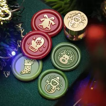 Рождественский восковой штамп со снеговиком, ягодой, колокольчиком, перчатками лося, медной головой, скрапбукинговыми открытками, конвертами, свадебными приглашениями, штампом 1,5 см