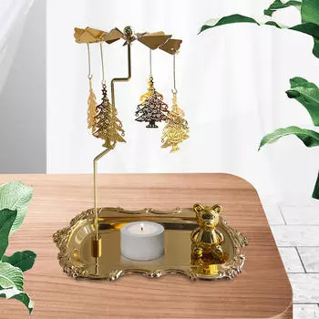 Рождественский вращающийся подсвечник, вращающийся романтический ретро-подсвечник с орнаментом gold Angel