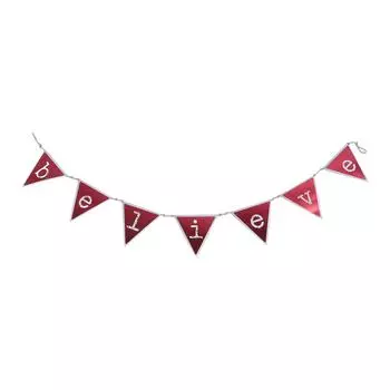 Рождественский вымпел, баннер, металлический, железный, деревенский, вдохновленный, верьте, треугольный, флажной, рождественское украшение для ели