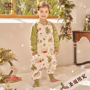 [Рождественский выпуск] 2024 Andan Осень/Зима Стеганый детский бамбуковый хлопок 6-слойный спальный мешок и домашняя одежда 150cm