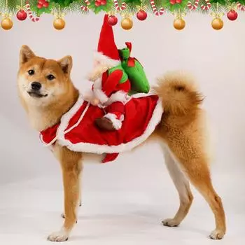 Рождественский забавный костюм Санты для верховой езды, костюм для косплея, товары для домашних животных для маленьких и средних собак и кошек XL
