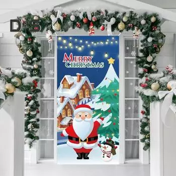 Рождественский занавес на дверь Санта-Клаус, баннер, многоразовый фотофон, дверной чехол для внутреннего и наружного праздничного декора E