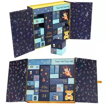 Рождественский заполняемый адвент-календарь на 24 дня, многоразовые календари в коробках, милый календарь обратного отсчета, пустые коробки, креативные принадлежности для вечеринок 330.00x305.00x80.00m жёлтый