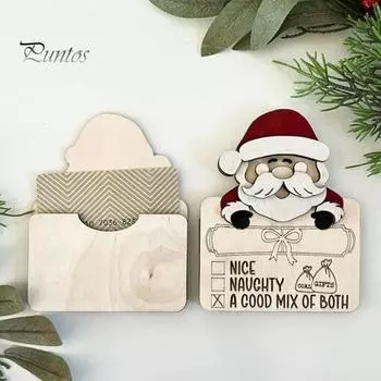 Рождественский зажим для денег, милый Санта-Клаус, многоразовое праздничное украшение, денежная подарочная карта, деревянный держатель для хранения денег, украшение, подарок для вечеринки