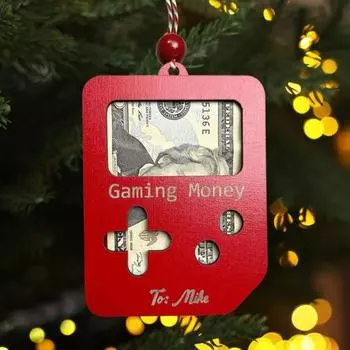 Рождественский зажим для денег, подвесное деревянное украшение с держателем для денег, многоцелевой праздничный декор B