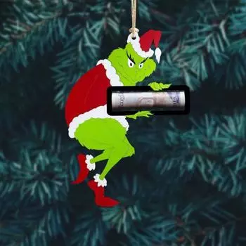 Рождественский зеленый эльф держатель денег рождественская елка подвесной деревянный колпак Санты зеленый эльф держатель денег украшение праздничный подарок деньги кулон A