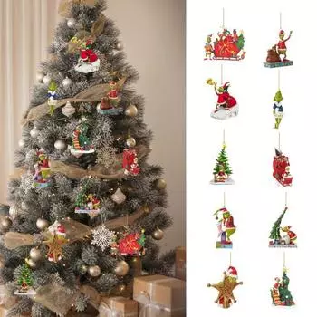 Рождественский зеленый эльф подвеска акриловый мультяшный подвесной орнамент подвеска легко повесить рождественский кулон для рождественской елки автомобиль сумка C