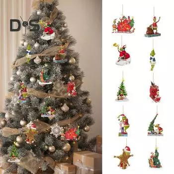 Рождественский зеленый эльф подвеска акриловый мультяшный подвесной орнамент подвеска легко повесить рождественский кулон для рождественской елки автомобиль сумка G