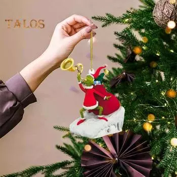 Рождественский зеленый эльф, подвесное украшение, 3D шапка Санты, зеленоволосый эльф, домашний офис, рождественская елка, настенное подвесное украшение, подвеска C