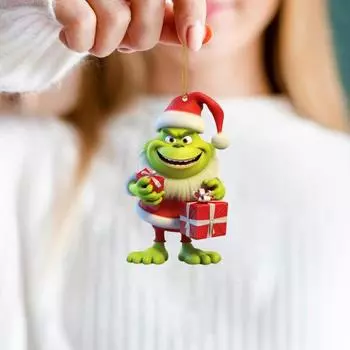 Рождественский Зеленый Эльф Подвесное Украшение Санта-Клаус Зеленоволосый Эльф Акриловая Рождественская Елка для Домашнего Офиса B