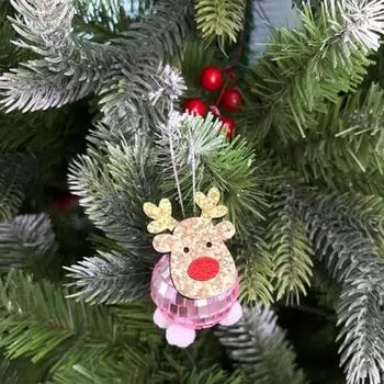 Рождественский зеркальный олень подвеска праздничный диско-шар украшение рождественская елка подвесной шар украшение для вечеринки сцена макет серебряный