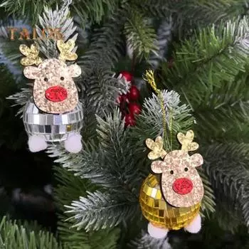 Рождественский зеркальный олень подвеска праздничный диско-шар украшение рождественская елка подвесной шар украшение для вечеринки сцена макет розовый