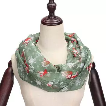 Рождественский женский шарф с изображением Санта-Снега и снеговика, солнцезащитный платок для женщин чёрный