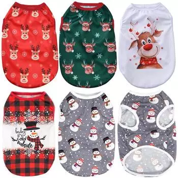 Рождественский жилет для собак для маленьких средних собак, костюм для кошек, новогодний подарок, одежда для домашних животных, милый рождественский пуловер с принтом оленя, котенка, щенка, футболка для чихуахуа XS