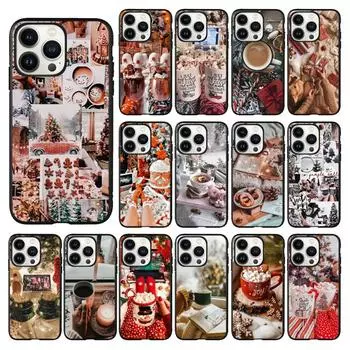 Рождественский зимний чехол для мобильного телефона Coffee Vibe Funda для Iphone 14 13 Pro Max12 11 Pro Max Xs Xr X 8 7 Plus Se2, чехол для мобильного телефона iphone 14Pro