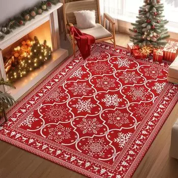 Рождественский зимний снежный красный коврик для спальни ковер нескользящий коврик моющийся прочный ковер для гостиной ванной комнаты коврик 40X60cm-16x24in