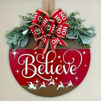 Рождественский знак на дверь, приветственный праздничный вешалка для входной двери, украшение на венок, веселый 30*30cm