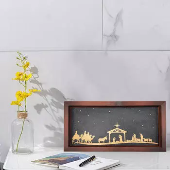 Рождественский знак Рождественский вертеп Украшение стола Деревенский традиционный для фермерского дома Настольный религиозный