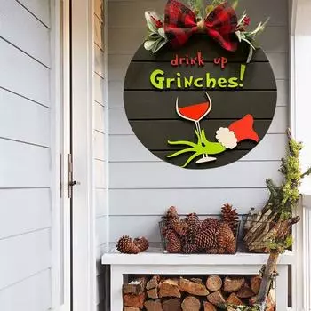 Рождественский знак С Рождеством Дверная вешалка Рождественские украшения Дверные украшения чёрный