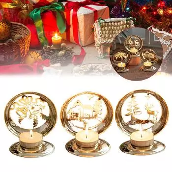 Рождественский золотой кованый подсвечник из железа, скандинавская проекция, рождественский декоративный светильник, настольный O Q6M9 B-1pcs