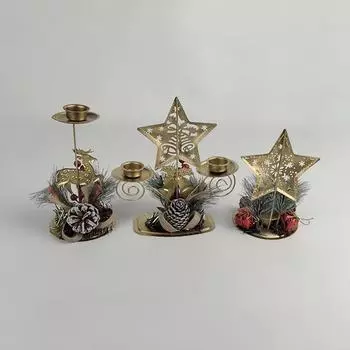 Рождественский золотой железный подсвечник, украшение для окна, стола, рождественские праздничные украшения, рождественские украшения, железный подсвечник A9