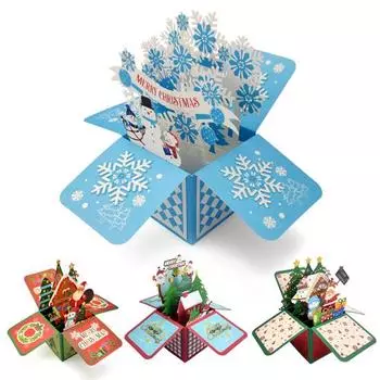 Рождественское 3D поздравление с Санта-Снеговиком, потрясающий визуальный эффект, поздравительная открытка-сюрприз ручной работы с Клаусом, уникальная зелёный