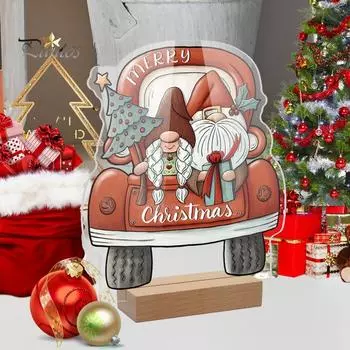 Рождественское акриловое украшение для рабочего стола с деревянной основой, безликий гном, снеговик, лось, многоразовое праздничное украшение для рождественского стола, товары для вечеринок, подарок
