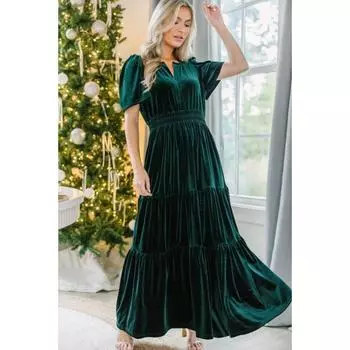 Рождественское бархатное платье женское платье с коротким рукавом и карманом на талии длинное ослепительно сексуальное платье S бордовый