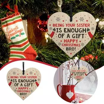 Рождественское деревянное сердце с дырочкой «Быть твоей сестрой» ЗАБАВНАЯ НОВИНКА ДЕРЕВЯННОЕ СЕРДЦЕ ПОДАРОК ОТ СЕСТРЫ