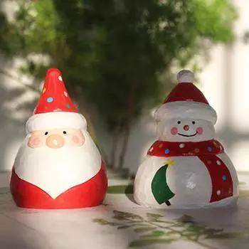 Рождественское деревянное украшение, расписная фигурка Санта-Клауса, снеговика, настольная рождественская статуэтка с плоским дном C
