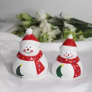 Рождественское деревянное украшение, расписная фигурка Санта-Клауса, снеговика, настольная рождественская статуэтка с плоским дном для украшения стола, каминной полки C