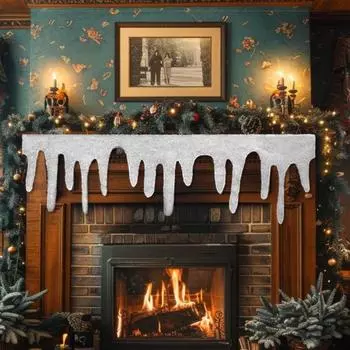 Рождественское искусственное снежное одеяло, сосулька, искусственное снежное одеяло для камина, рулон, пушистое искусственное снежное покрытие для каминной полки для украшения зимнего деревенского камина белый