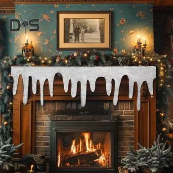 Рождественское искусственное снежное одеяло, сосулька, искусственное снежное одеяло для камина, рулон, пушистое искусственное снежное покрытие для каминной полки для украшения зимнего деревенского камина белый