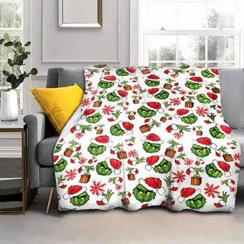 Рождественское красное клетчатое мягкое фланелевое одеяло с изображением лося, Санты, снеговика, рождественской елки, клетчатое одеяло для кровати для детей и взрослых One Size белый