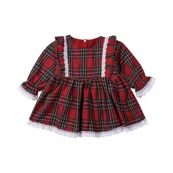 Рождественское красное платье для девочек, праздничное платье-пачка с кружевом и оборками для маленьких девочек, клетчатые рождественские костюмы, детская одежда 4-5 Years
