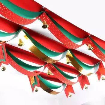 Рождественское красочное украшение с флагом, волновой баннер, нетканый материал, подвесной декор, украшения с открытым потолком, магазин, макет зала отеля, Рождество, Новый год 1M красный
